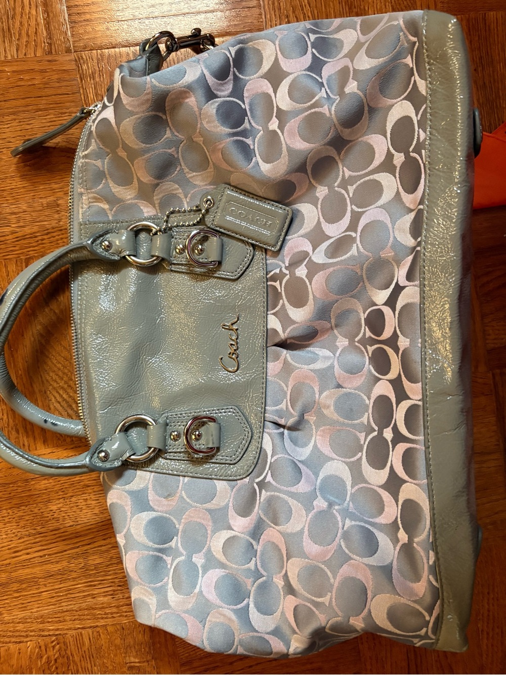 Coach Light Blue and Pink Signature Tote